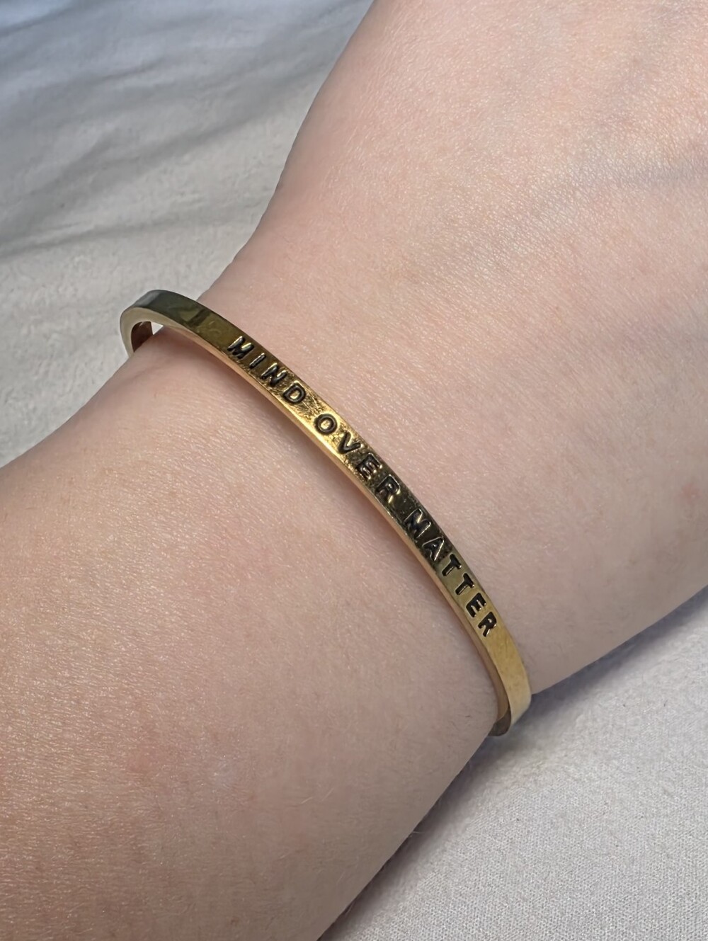 Mind Over Matter Gold Inspirational Cuff Bracelet